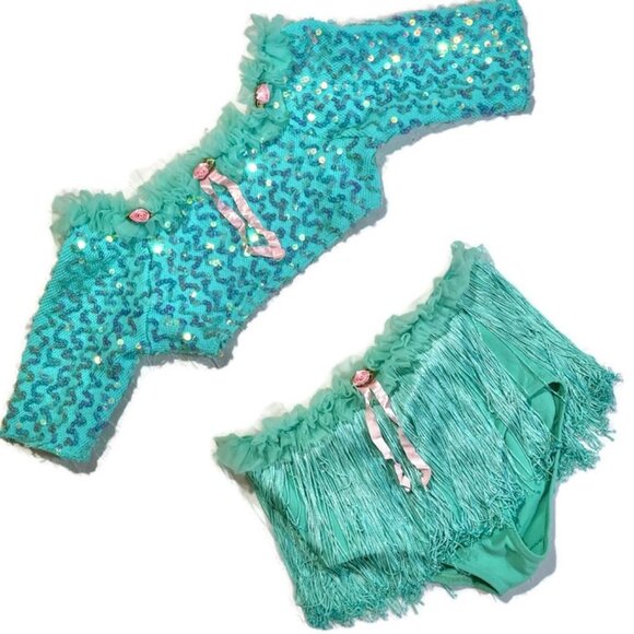 SOLD Vtg 60s go go burlesque dance rave festival circus costume fringe sequin - Picture 4 of 9